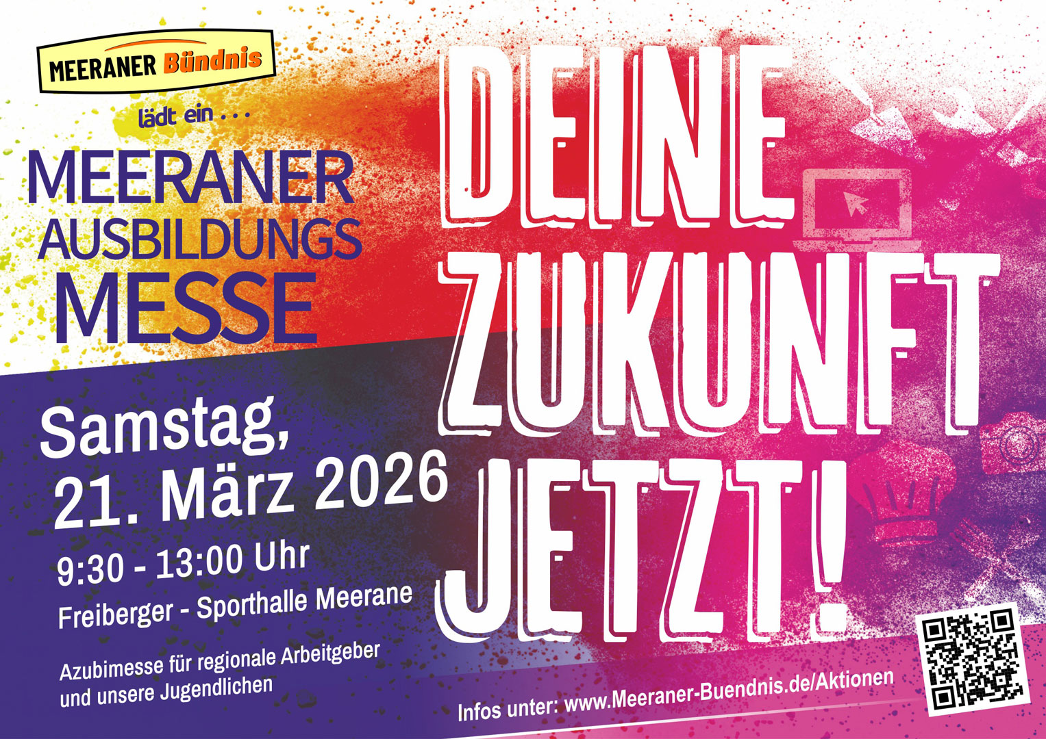 Messegrafik_ Ausbildungsmesse Meerane 2026 Grafik mit den Daten für die Meeraner Ausbildungsmesse